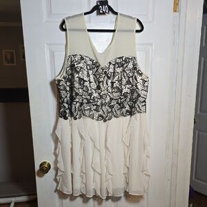 240 Torrid 30 Harry Potter Black Lace & Ivory Ruffle Gown Lace Sleeveless Dress